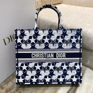 Dior Large Book Tote Bag in Blue and White Star Etoile Embroidery M1286 2022 24