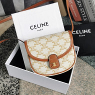 Celine Mini Besace Bag in Triomphe Canvas and Calfskin White 2021
