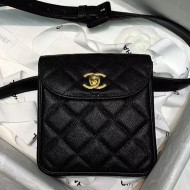 Chanel Vintage Quilted Grained Calfskin Waist Bag A88861 Black 2020