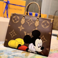 Louis Vuitton Onthego PM Tote Bag in Mickey Mouse Monogram Canvas M44576 Brown 2021