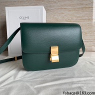 Celine Medium Classic Bag in Ripples Calfskin Leather Green 2021 Top Quality