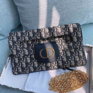 Dior Medium DiorDouble Chain Bag in Blue Oblique Canvas 2021