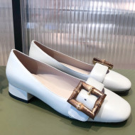 Gucci Leather Ballet Flat with Bamboo Buckle White 2021