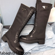 Prada Nylon and Leather High Boots Black 2021 111844