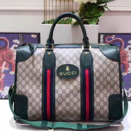 Gucci Soft GG Supreme Duffle Bag With Web 459311 Green 2017