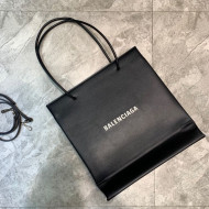 Balenciaga Litchi-Grained Calfskin Small Vertical Shopping Tote Bag 201016 Black 2020