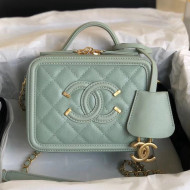 Chanel CC Filigree Mini Vanity Case Bag in Grained Calfskin A93342 Light Green 2018