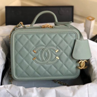 Chanel CC Filigree Medium Vanity Case Bag in Grained Calfskin A93343 Light Green 2018