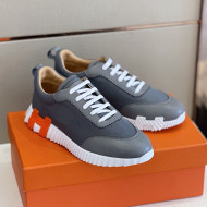Hermes Bouncing Calfskin & Canvas Sneakers Grey 2021(For Men)