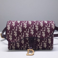 Dior Saddle Belt Bag in Burgundy Oblique Jacquard Canvas 2019