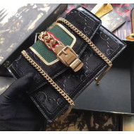 Gucci Sylvie GG Velvet Small Chain Bag 494642 Black 2018