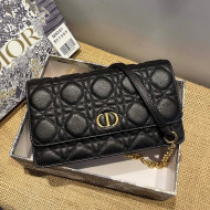Dior Caro Belt Pouch with Chain in Black Supple Cannage Calfskin 2021