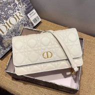 Dior Caro Belt Pouch with Chain in Latte White Supple Cannage Calfskin 2021
