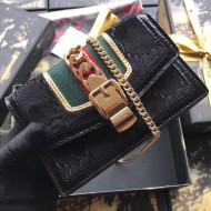 Gucci Sylvie GG Velvet Mini Chain Bag 494646 Black 2018