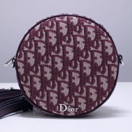 Dior Round Mini Shoulder Bag in Burgundy Oblique Jacquard Canvas 2019