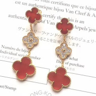 VanCleef&Arpels Magic Alhambra Three Clovers Earrings Red/Yellow Gold 2018