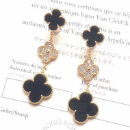 VanCleef&Arpels Magic Alhambra Three Clovers Earrings Black/Gold 2018