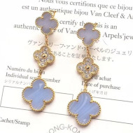 VanCleef&Arpels Magic Alhambra Three Clovers Earrings Light Blue/Gold 2018