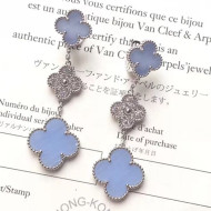 VanCleef&Arpels Magic Alhambra Three Clovers Earrings Light Blue/Silver 2018