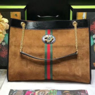 Gucci Suede Leather Rajah Large Tote 537219 Brown 2018