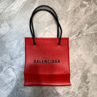 Balenciaga Calfskin Vertical Mini Shopping Tote Bag 201016 Bright Red/Black 2020