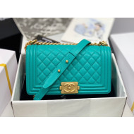 Chanel Quilted Origial Haas Caviar Leather Medium Boy Flap Bag Turquoise with Matte Gold Hardware(Top Quality)