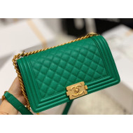 Chanel Quilted Origial Haas Caviar Leather Medium Boy Flap Bag Green with Matte Gold Hardware(Top Quality)