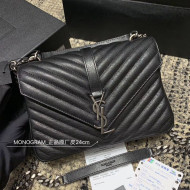 Saint Laurent Medium Monogram College Bag in Vintage Leather 428056 Black/Silver