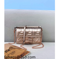 Fendi Baguette Mini FF Logo Lambskin Flap Bag Rose Gold 2022