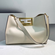 Fendi Way Leather Medium Tote Bag White 2021 8506M