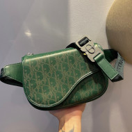 Dior Men's World Tour Saddle Belt Bag in Green Oblique Galaxy Leather 2021