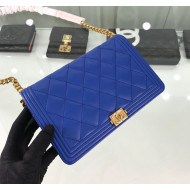 Chanel Lambskin Boy Chanel Wallet on Chain A81969 Blue/Gold 2019