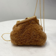 Fendi First Nano Bag Charm in Wool Sheepskin Brown 2021 80018S