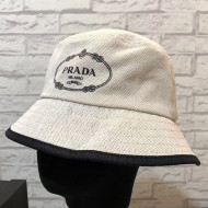 Prada Canvas Logo Bucket Bag White 2019