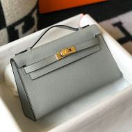 Hermes Kelly Mini Pouchette Bag 22cm in Epsom Leather Dusty Blue/Gold 2020