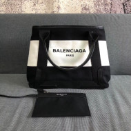 Balenciaga Denim Navy Cabas Small Bag White/Black 2018
