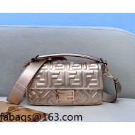 Fendi Baguette Medium FF Logo Lambskin Flap Bag Rose Gold 2022