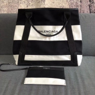 Balenciaga Denim Navy Cabas Medium Bag White/Black 2018