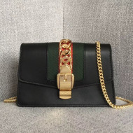 Gucci Sylvie Leather Mini Chain Bag 494646 Black 2018