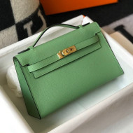 Hermes Kelly Mini Pouchette Bag 22cm in Epsom Leather Bright Green/Gold 2020