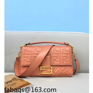Fendi Baguette Large FF Logo Lambskin Flap Bag Shrimp Pink 2022