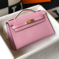 Hermes Kelly Mini Pouchette Bag 22cm in Epsom Leather Light Pink/Gold 2020