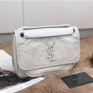 Saint Laurent Baby Niki Chain Bag in Vintage Leather 533037 White 2019