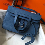 Hermes Halzan Togo Calfskin Leather Bag Agate Blue 2021