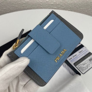 Prada Saffiano Leather Card Holder 1MC038 Blue/Grey 2020
