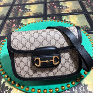Gucci GG Canvas 1955 Horsebit Small Shoulder Bag 602204 Black 2019