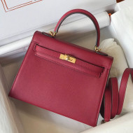 Hermes Kelly 25cm Top Handle Bag in Epsom Leather Agate Red 2021
