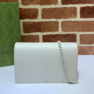Gucci GG Marmont Leather Chain Wallet ‎497985 White 2021 