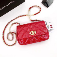 Chanel Calfskin Mini Flap Bag with Imitation Pearls AS3000 Red 2021