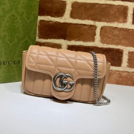 Gucci GG Marmont Geometric Leather Super Mini Bag 476433 Rose Beige 2021